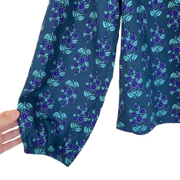 J. Crew Long-sleeve Ruffleneck Poplin Blouse Floral Print Cottagecore Modest Lg - Picture 8 of 16